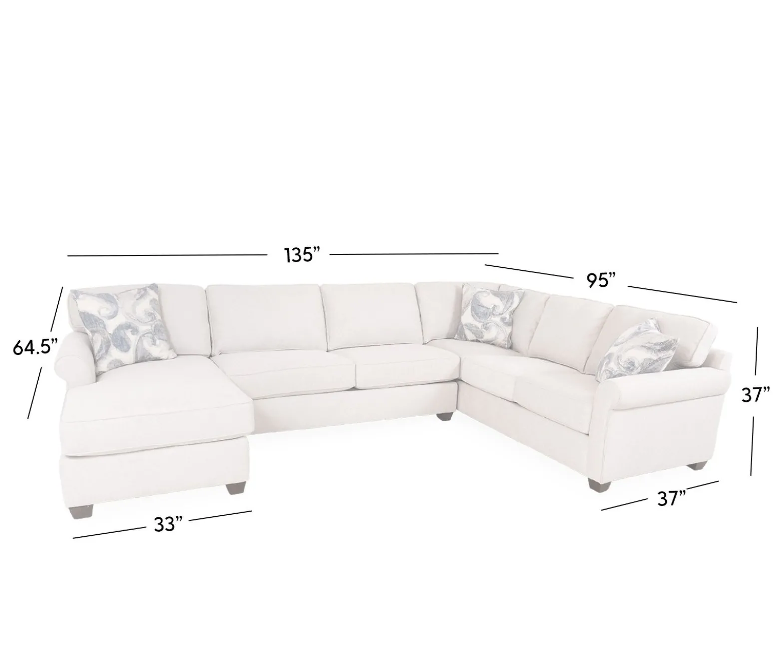 Arcadia 3 Piece Sectional - RHF Sofa, Armless Sofa, LHF Chaise