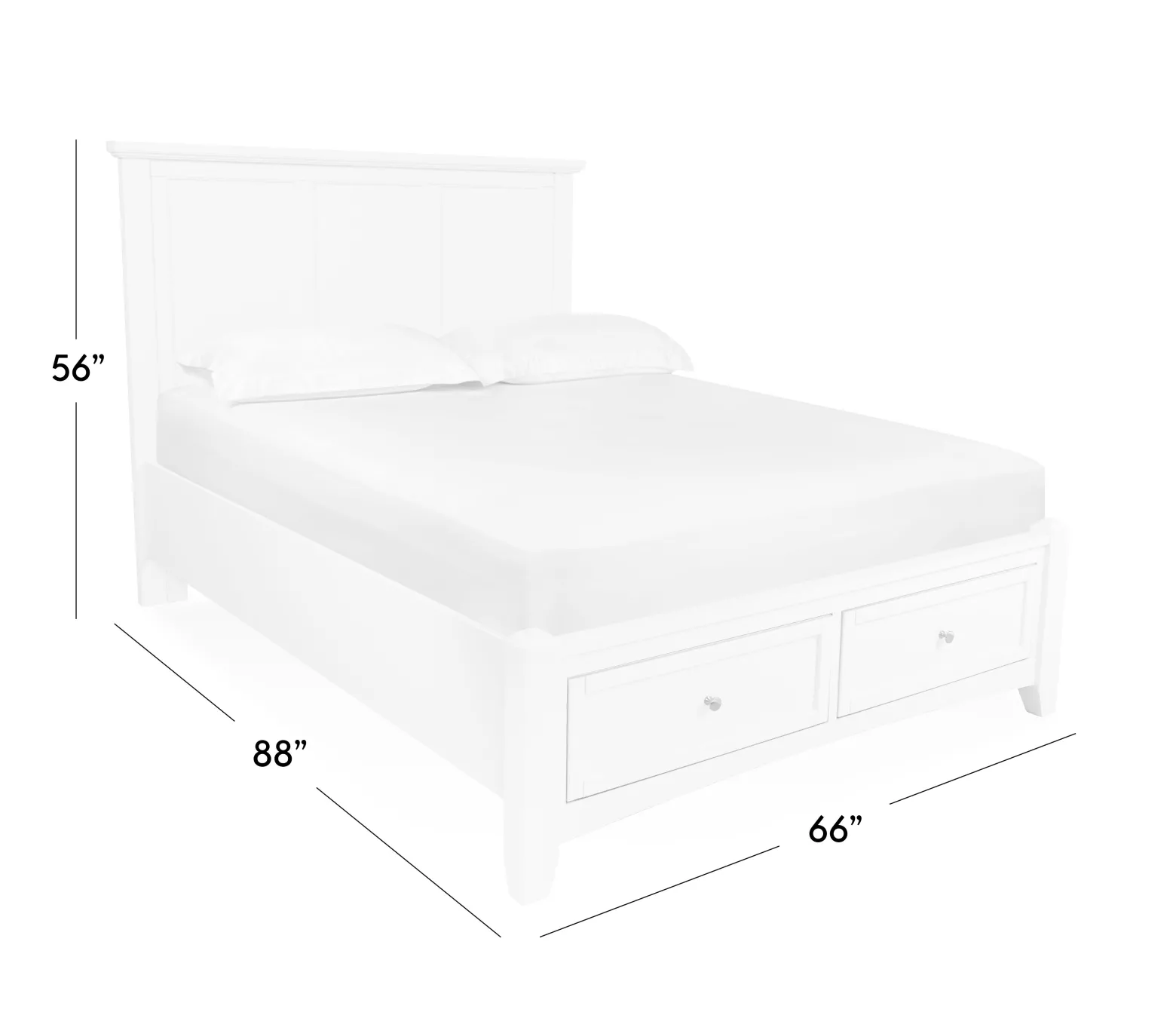 Atlantic Queen Platform Storage Bed - White