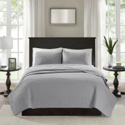 Becky Grey Reversible 2-Piece Coverlet Set - Twin/Twin XL