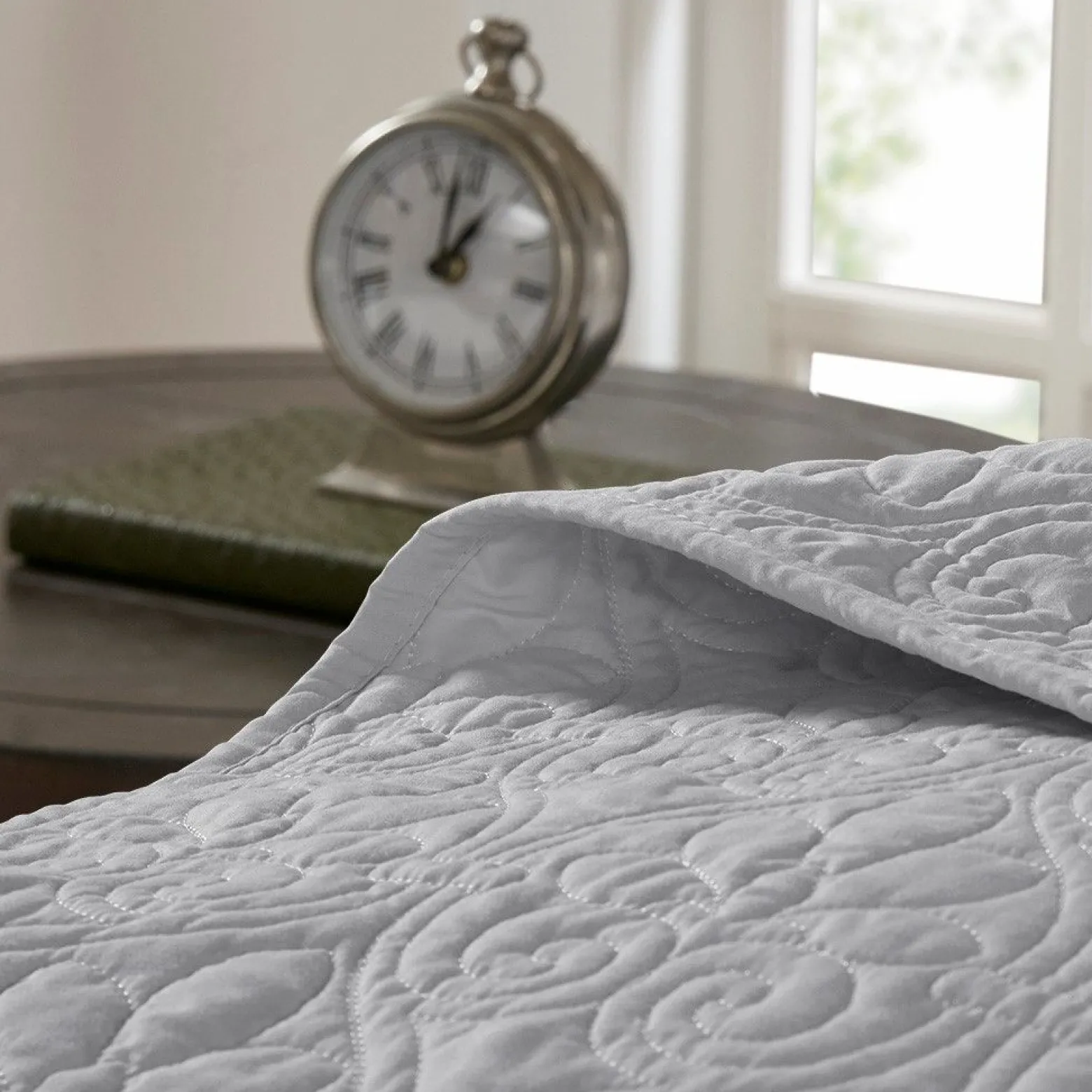 Becky Grey Reversible 2-Piece Coverlet Set - Twin/Twin XL