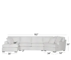 Bedford 3-Piece Sectional - LHF Chaise, Armless Loveseat, RHF Cuddler