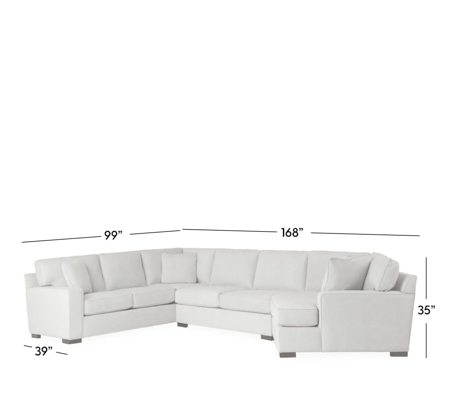 Bedford 3-Piece Sectional - LHF Sofa Sectional, Armless Apt Sofa, & RHF Cuddler