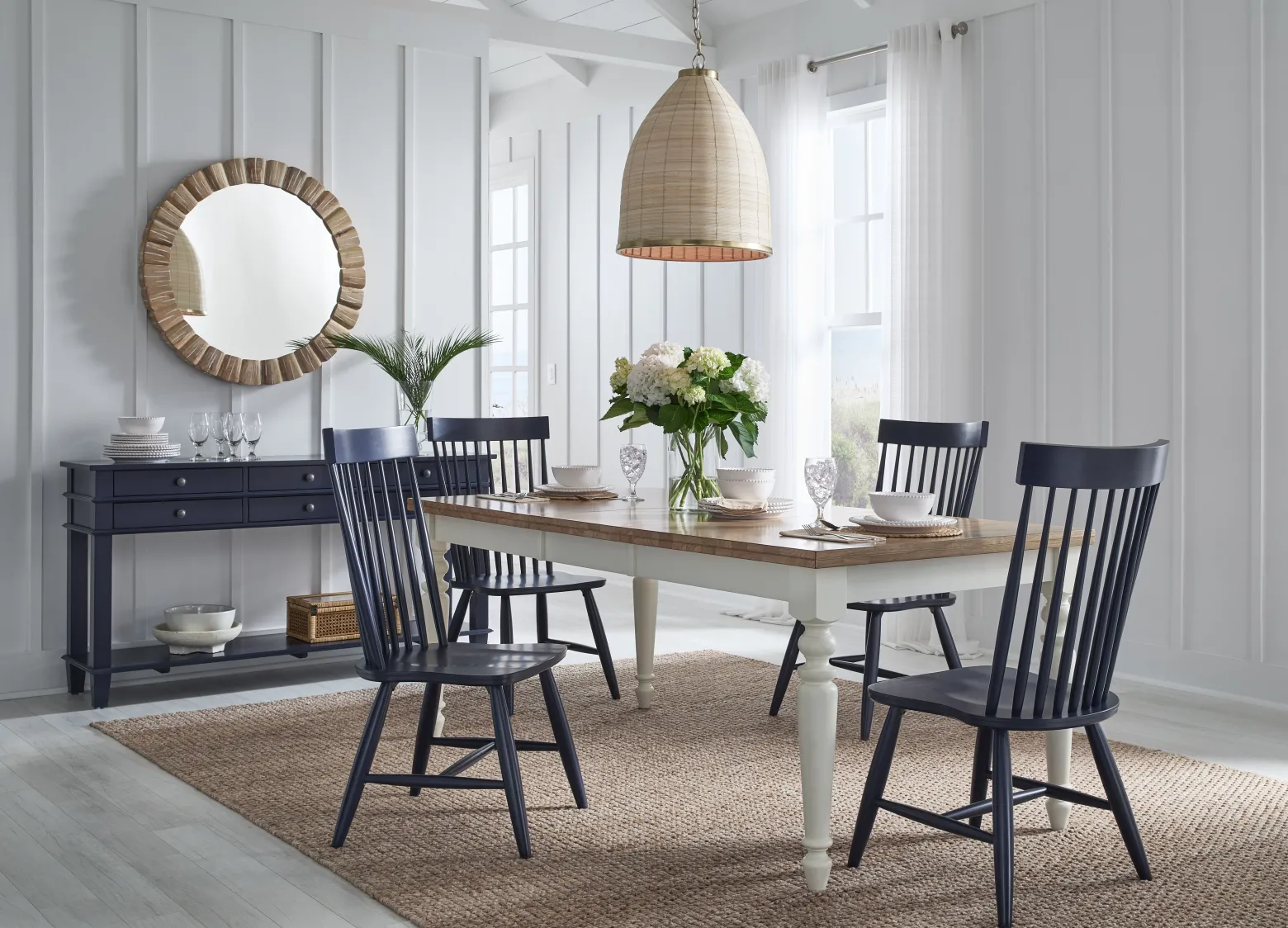 Cape Cod 5-Piece Dining Set with Denim Chairs