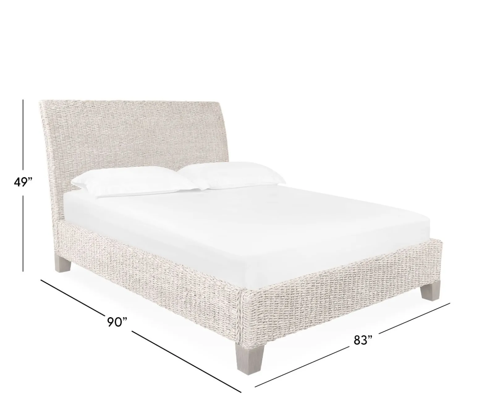 Catalina King Woven Platform Bed - White Wash