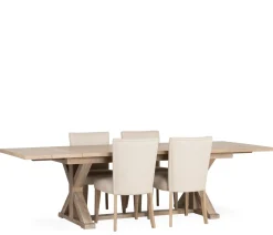 Catalina 5-Piece Dining Set w/ Upholstered Side Chairs & Trestle Table