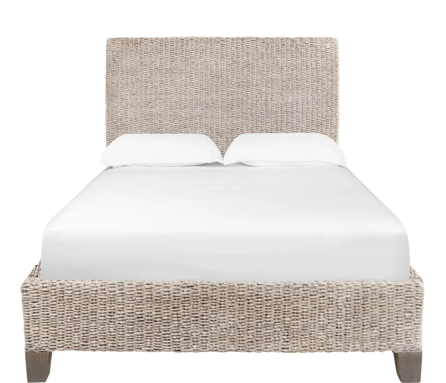 Catalina Queen Woven Platform Bed - White Wash