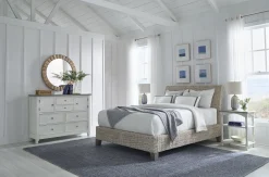Catalina Queen Woven Platform Bed - White Wash