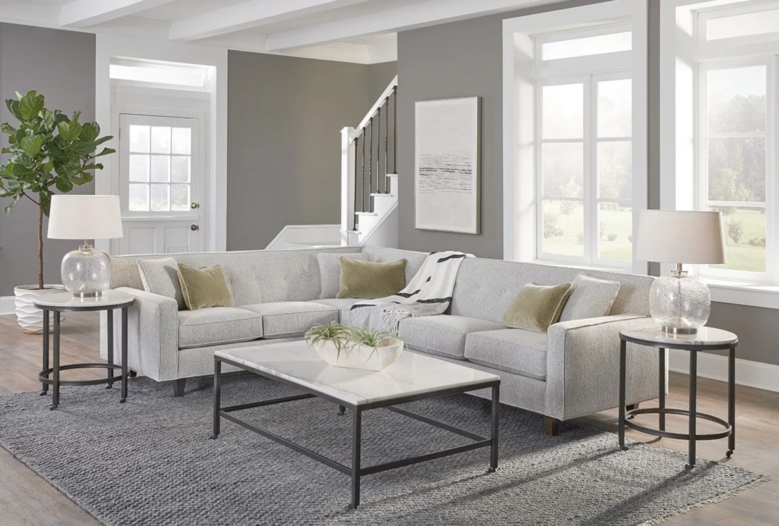 Draper 2-PC Sectional corner sofa RSE, 3 seat end LSE