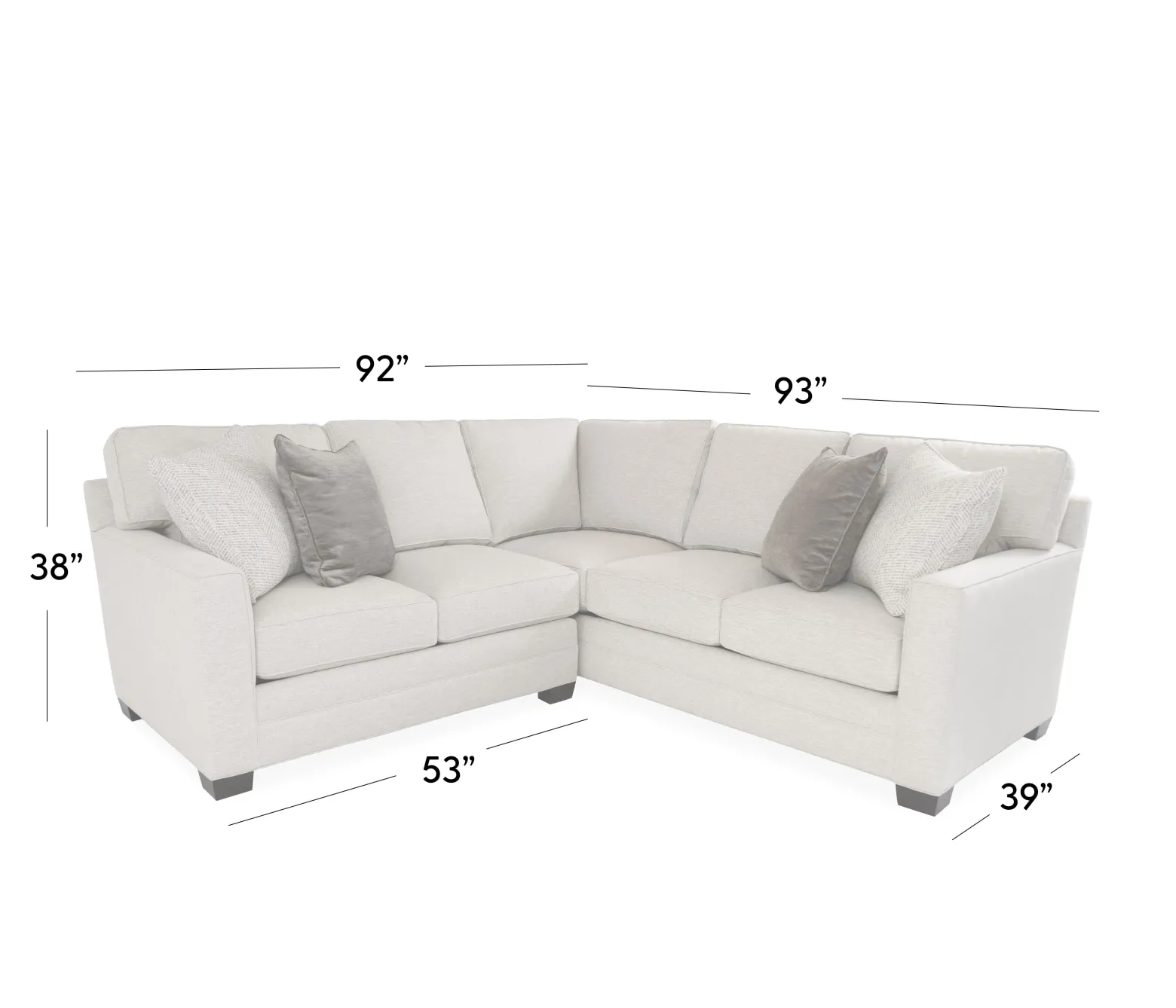 Flannery 2 Piece Sectional - RAC Sofa w/ corner & LA Loveseat