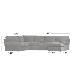 Hampton 3-Piece Sectional - LAF Corner Sofa, Armless Loveseat, RAF Chaise