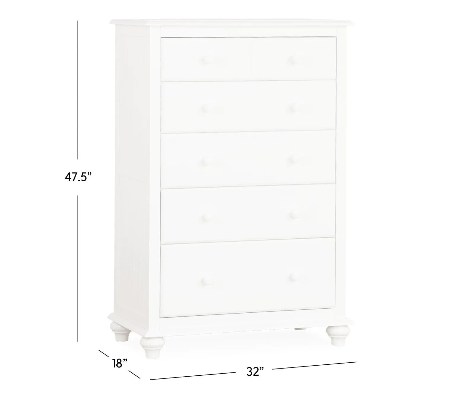 Pocasset 5-Drawer Chest - White