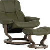 Stressless® Mayfair Large Classic Recliner & Ottoman - Paloma Dark Olive