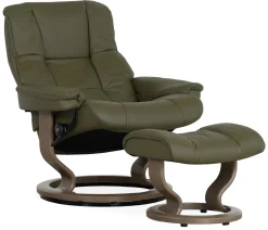 Stressless® Mayfair Large Classic Recliner & Ottoman - Paloma Dark Olive